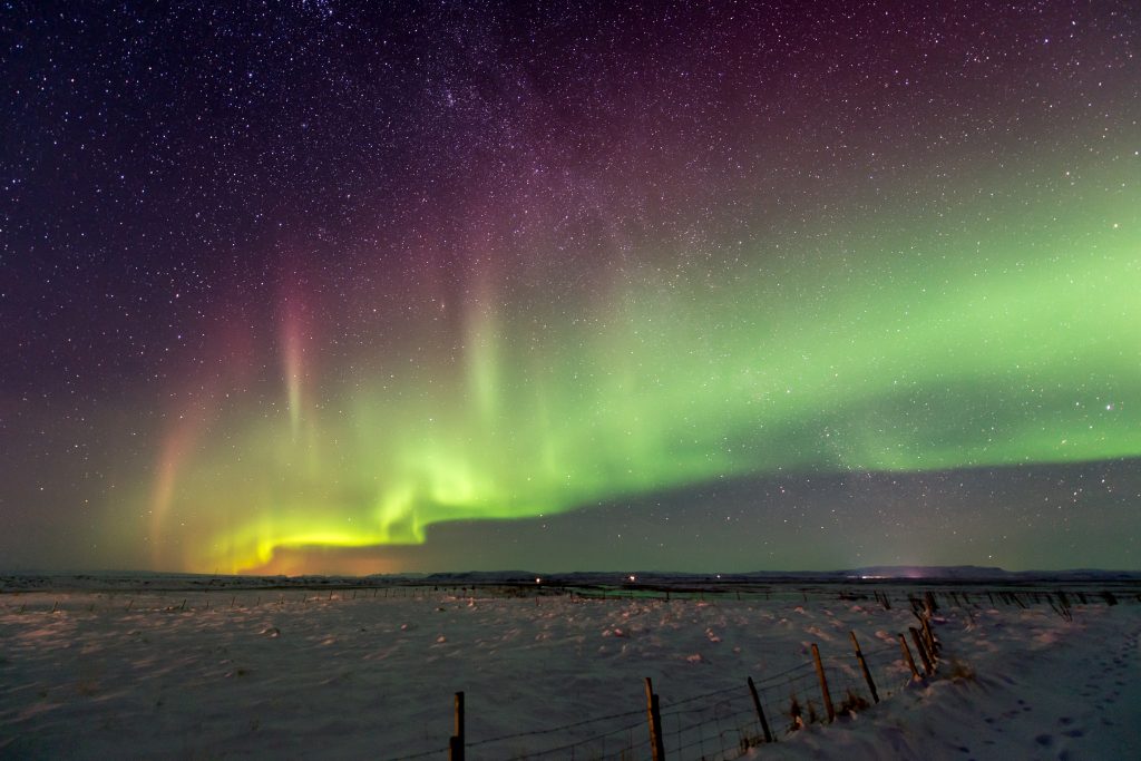 Izland, északi fény